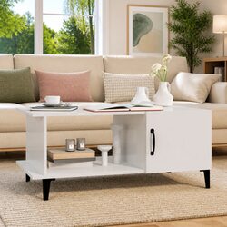 High Gloss White Coffee Table with Storage Compartment