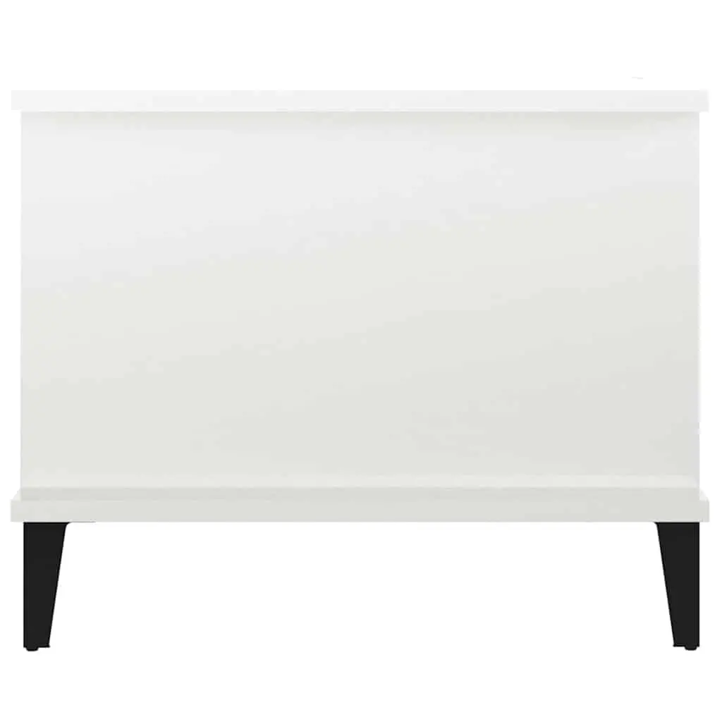 Coffee Table High Gloss White 90L x 50W x 40H cm Engineered Wood Metal Legs