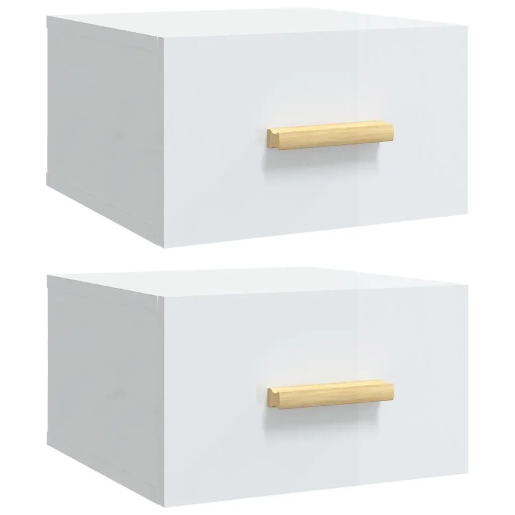 Wall-mounted Bedside Cabinets Floating Nightstands 2 Piece White Engineered Wood