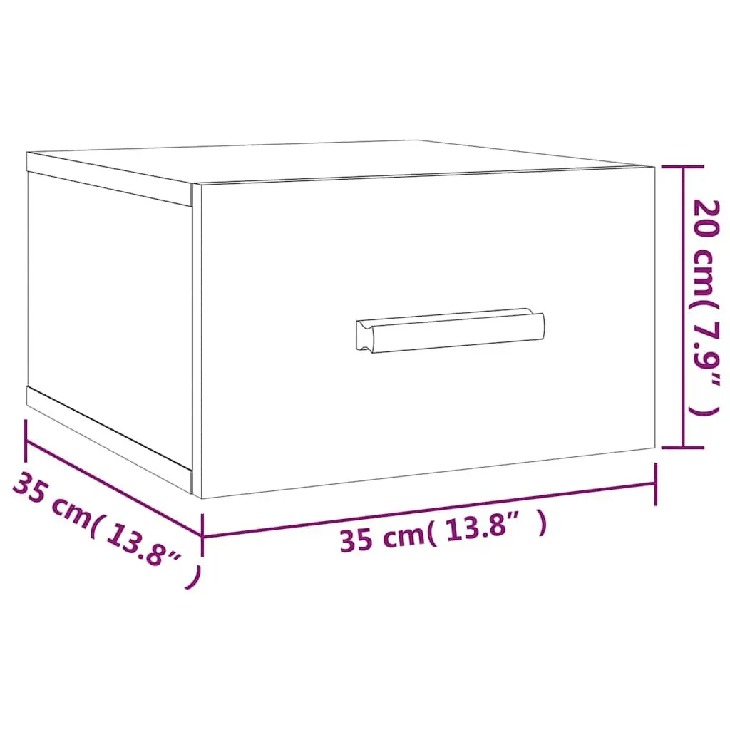 Wall-mounted Bedside Cabinets Floating Nightstands 2 Piece White Engineered Wood