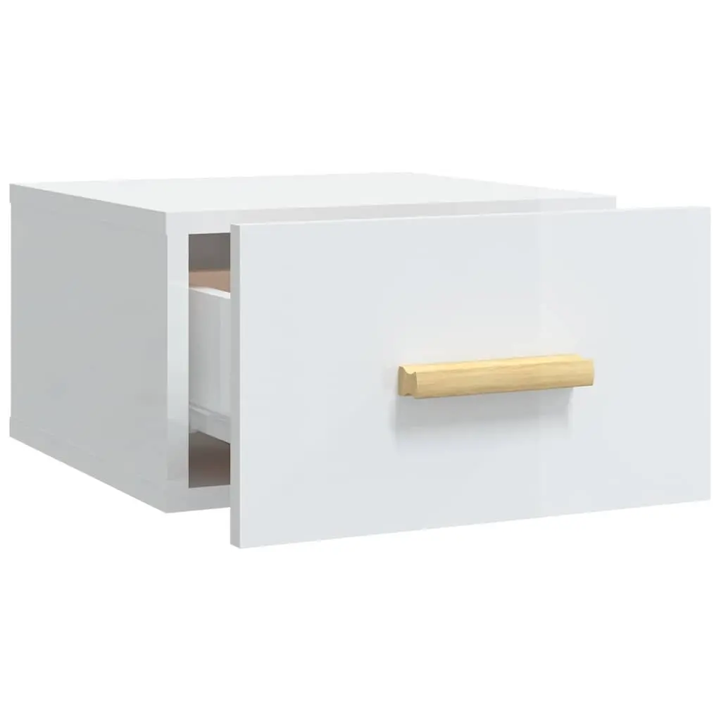 Wall-mounted Bedside Cabinets Floating Nightstands 2 Piece White Engineered Wood