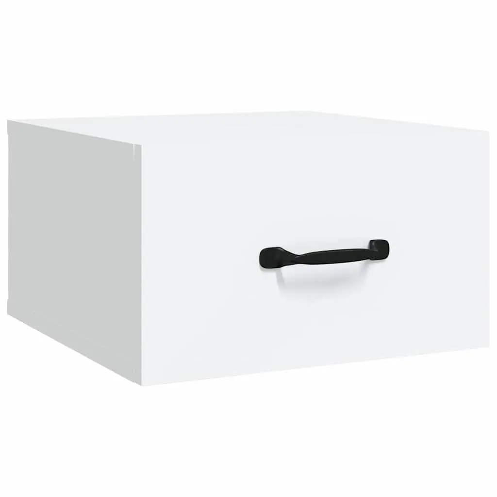 Wall-mounted Bedside Cabinets Set 2 pcs White Floating Night Stands Engineered Wood Storage