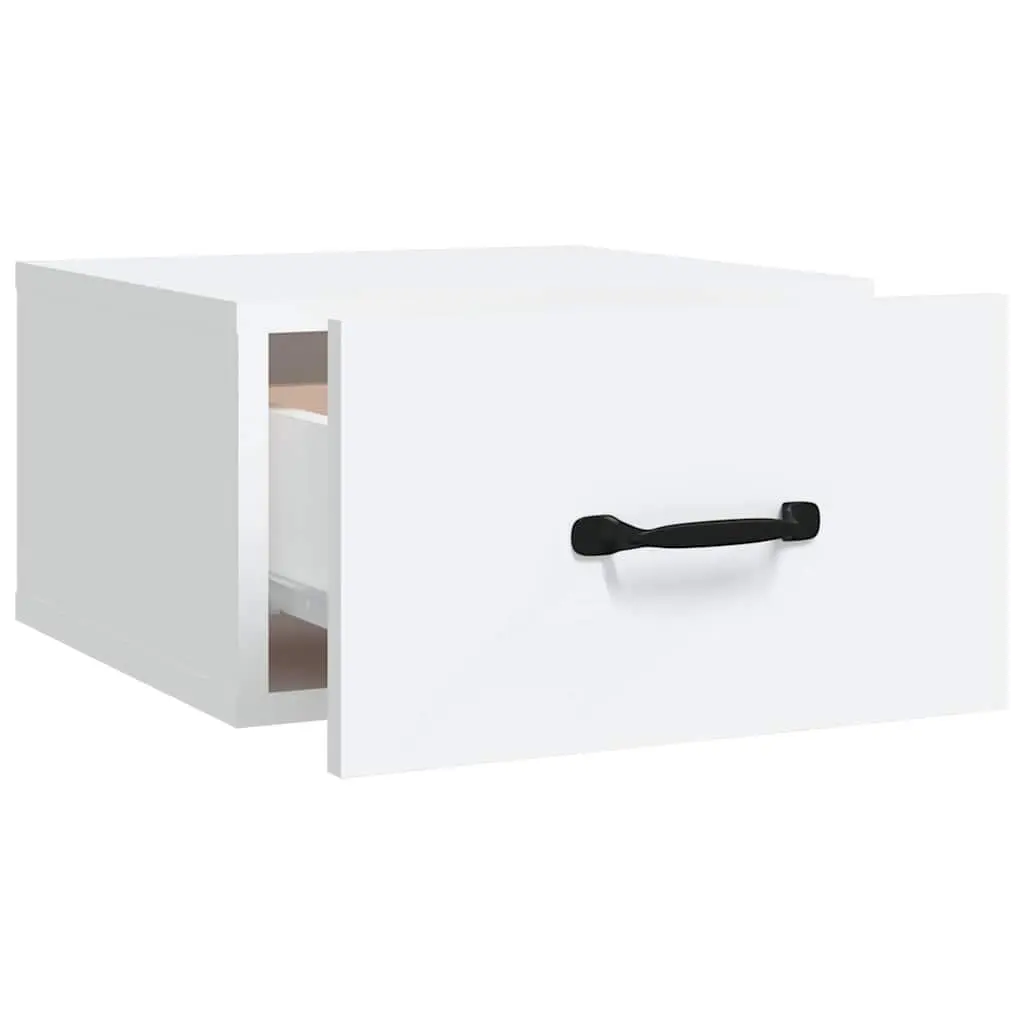 Wall-mounted Bedside Cabinets Set 2 pcs White Floating Night Stands Engineered Wood Storage
