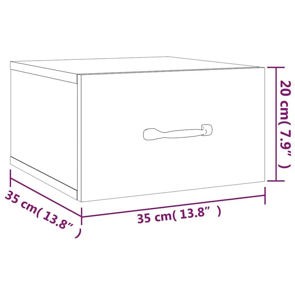 Wall-mounted Bedside Cabinets Set 2 pcs White Floating Night Stands Engineered Wood Storage
