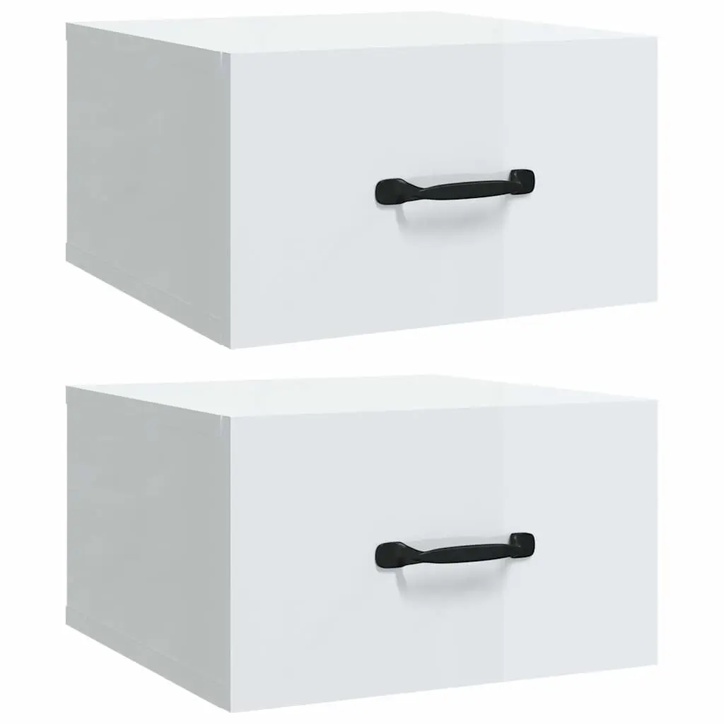 Wall-mounted Bedside Cabinets White Floating Night Stands 35 x 35 x 20 cm Engineered Wood