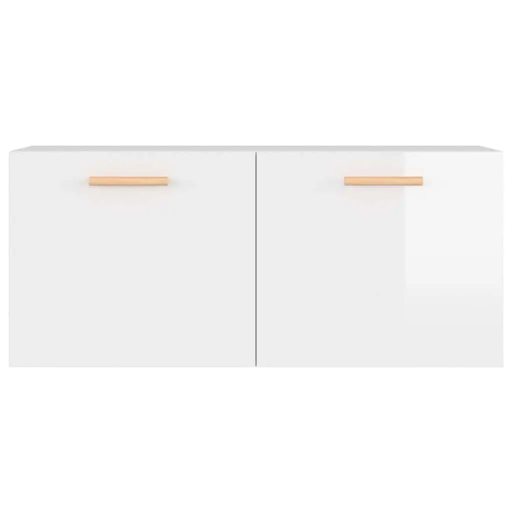 Wall Cabinet High Gloss White Engineered Wood 80 x 35 x 36.5 cm Floating Storage Shelf