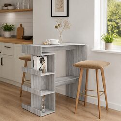 Grey Bar Table with Storage Rack for Cozy Dining