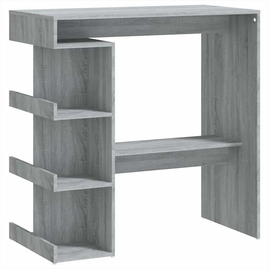 Bar Table with Storage Rack Grey Kitchen Dining Bistro Pub Furniture