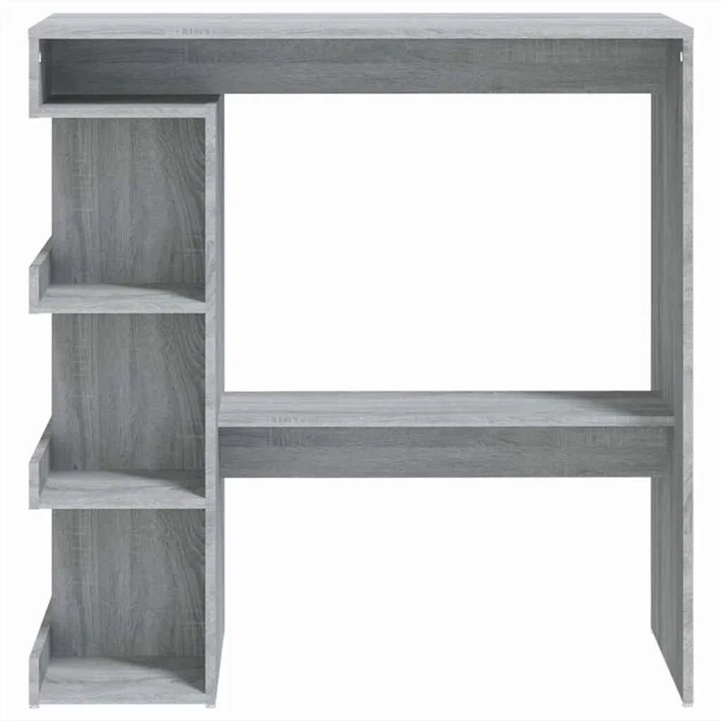 Bar Table with Storage Rack Grey Kitchen Dining Bistro Pub Furniture