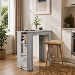 Grey Compact Bar Table with Shelves for Dining Areas