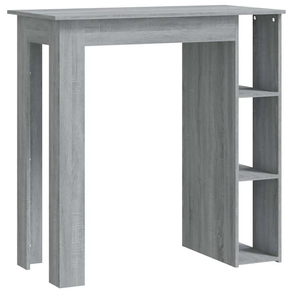Grey Compact Bar Table with Shelves for Dining Areas