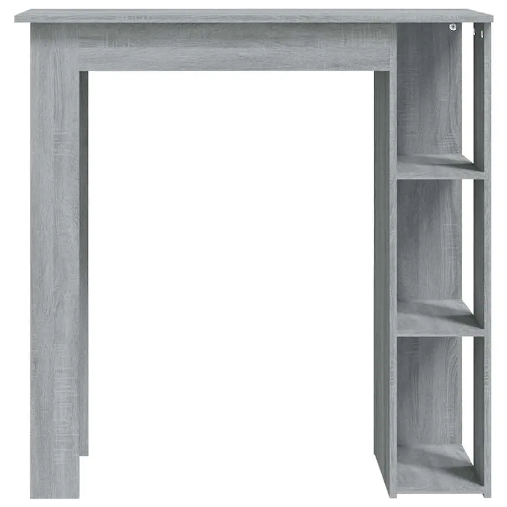 Grey Compact Bar Table with Shelves for Dining Areas