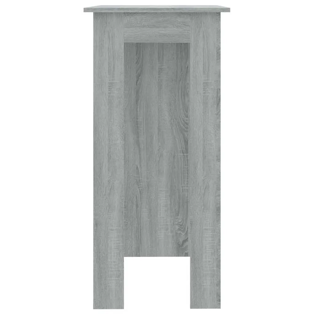 Grey Compact Bar Table with Shelves for Dining Areas