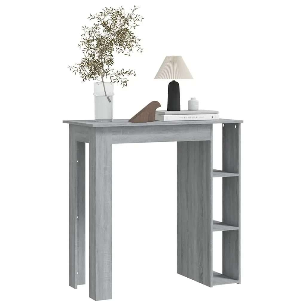 Grey Compact Bar Table with Shelves for Dining Areas