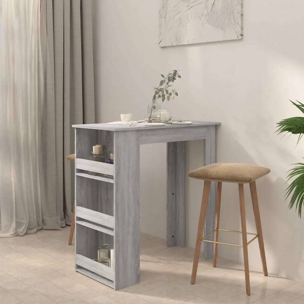 Grey Sonoma Bar Table with 3 Storage Racks