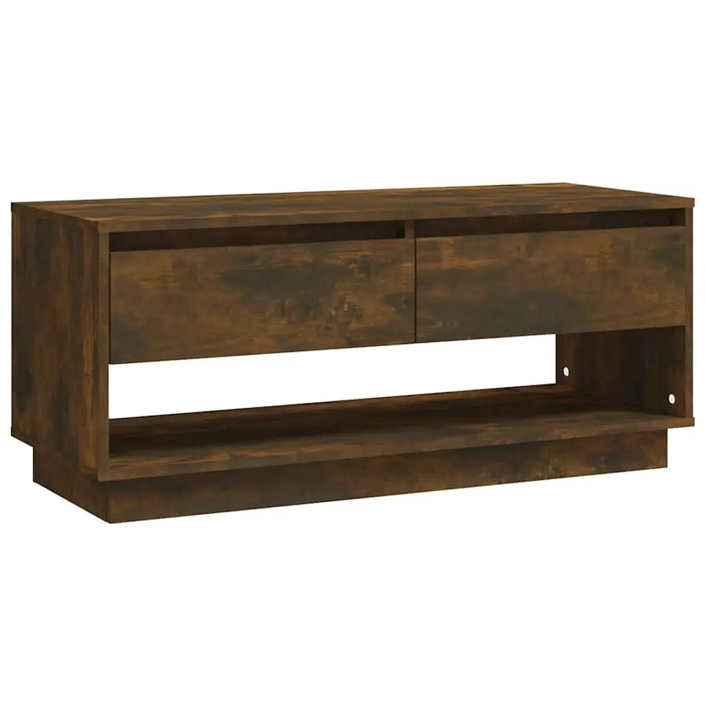 TV Cabinet Brown 102x41x44 cm Engineered Wood Living Room Storage Lowboard Drawers Open Compartment