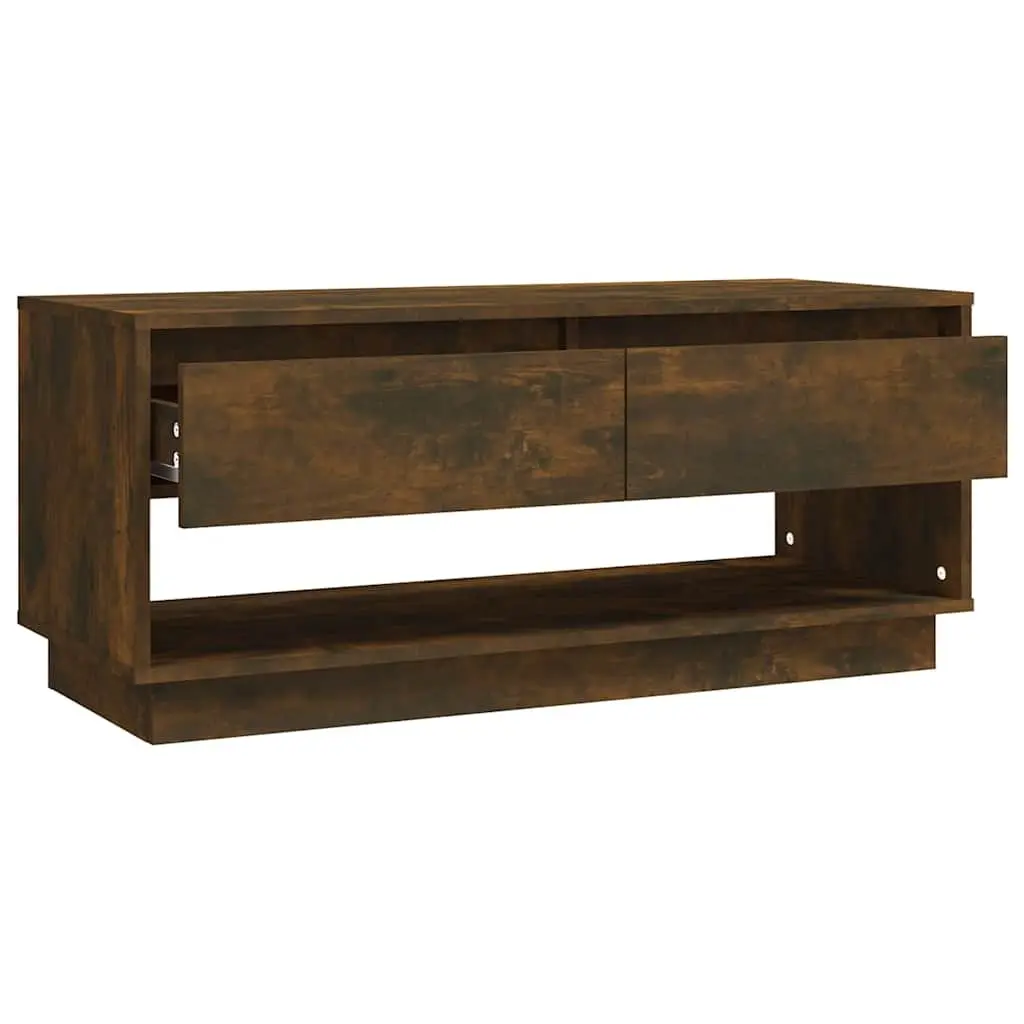 TV Cabinet Brown 102x41x44 cm Engineered Wood Living Room Storage Lowboard Drawers Open Compartment