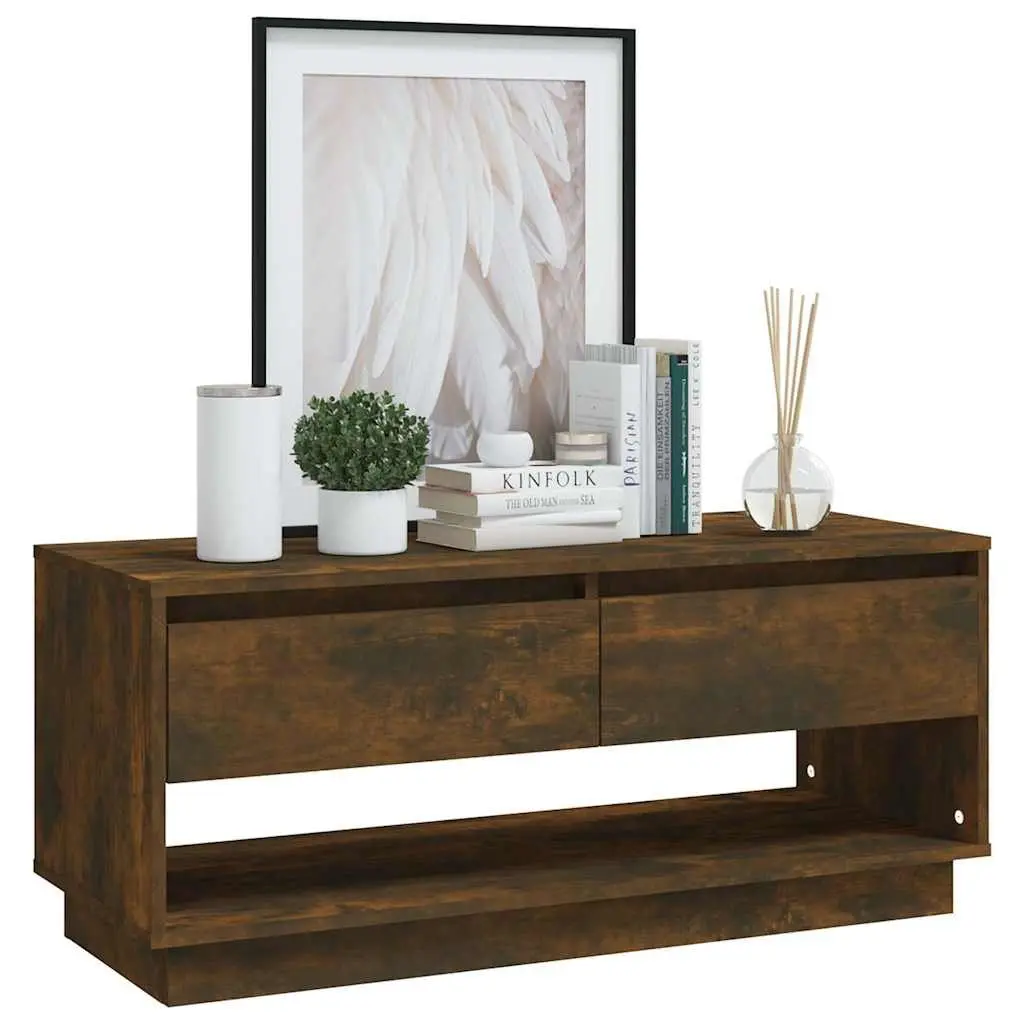 TV Cabinet Brown 102x41x44 cm Engineered Wood Living Room Storage Lowboard Drawers Open Compartment