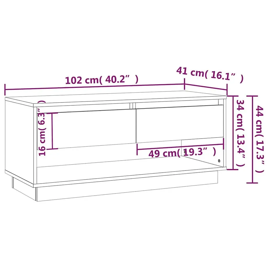 TV Cabinet Brown 102x41x44 cm Engineered Wood Living Room Storage Lowboard Drawers Open Compartment