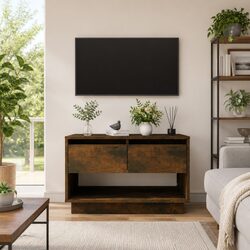 Brown Living Room Storage Unit TV Cabinet with 2 Drawers