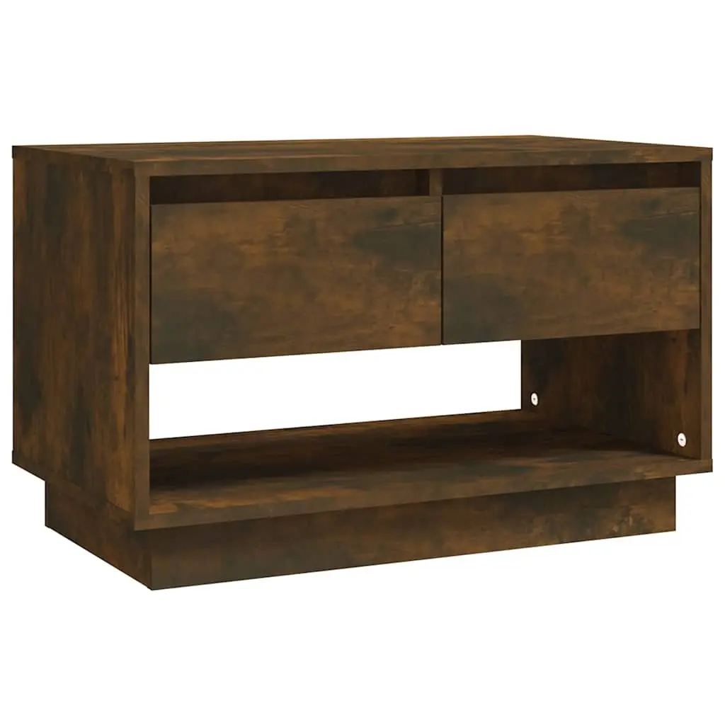 TV Cabinet Brown Engineered Wood 70 x 41 x 44 cm Living Room Storage Unit 2 Drawers Open Compartment Lowboard