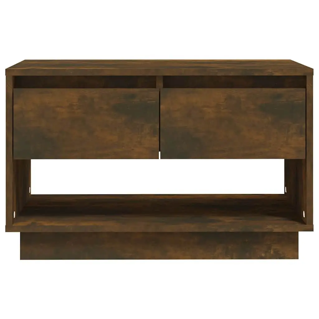 TV Cabinet Brown Engineered Wood 70 x 41 x 44 cm Living Room Storage Unit 2 Drawers Open Compartment Lowboard