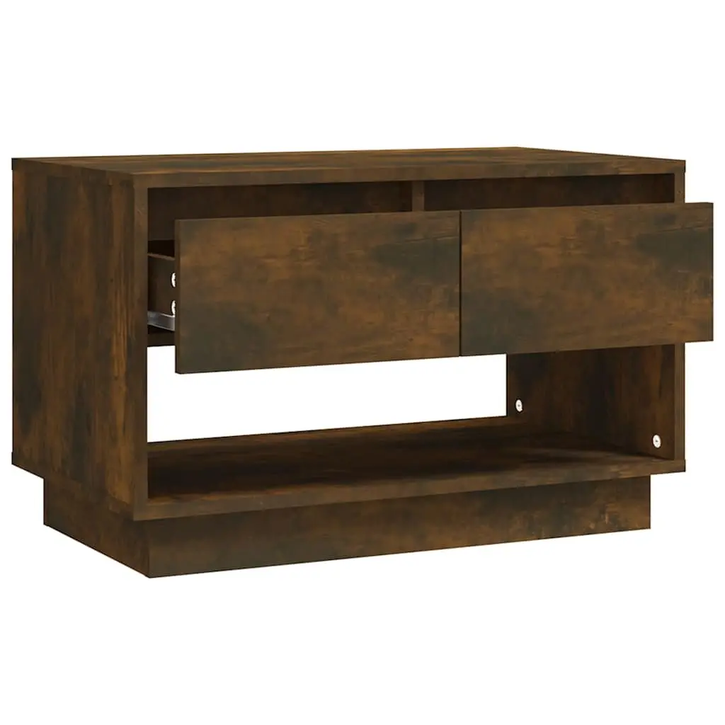 TV Cabinet Brown Engineered Wood 70 x 41 x 44 cm Living Room Storage Unit 2 Drawers Open Compartment Lowboard