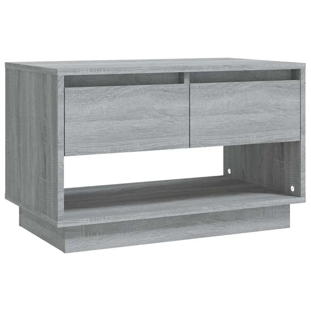 TV Cabinet Grey 70x41x44cm Engineered Wood Living Room Storage Unit with Drawers Open Compartment