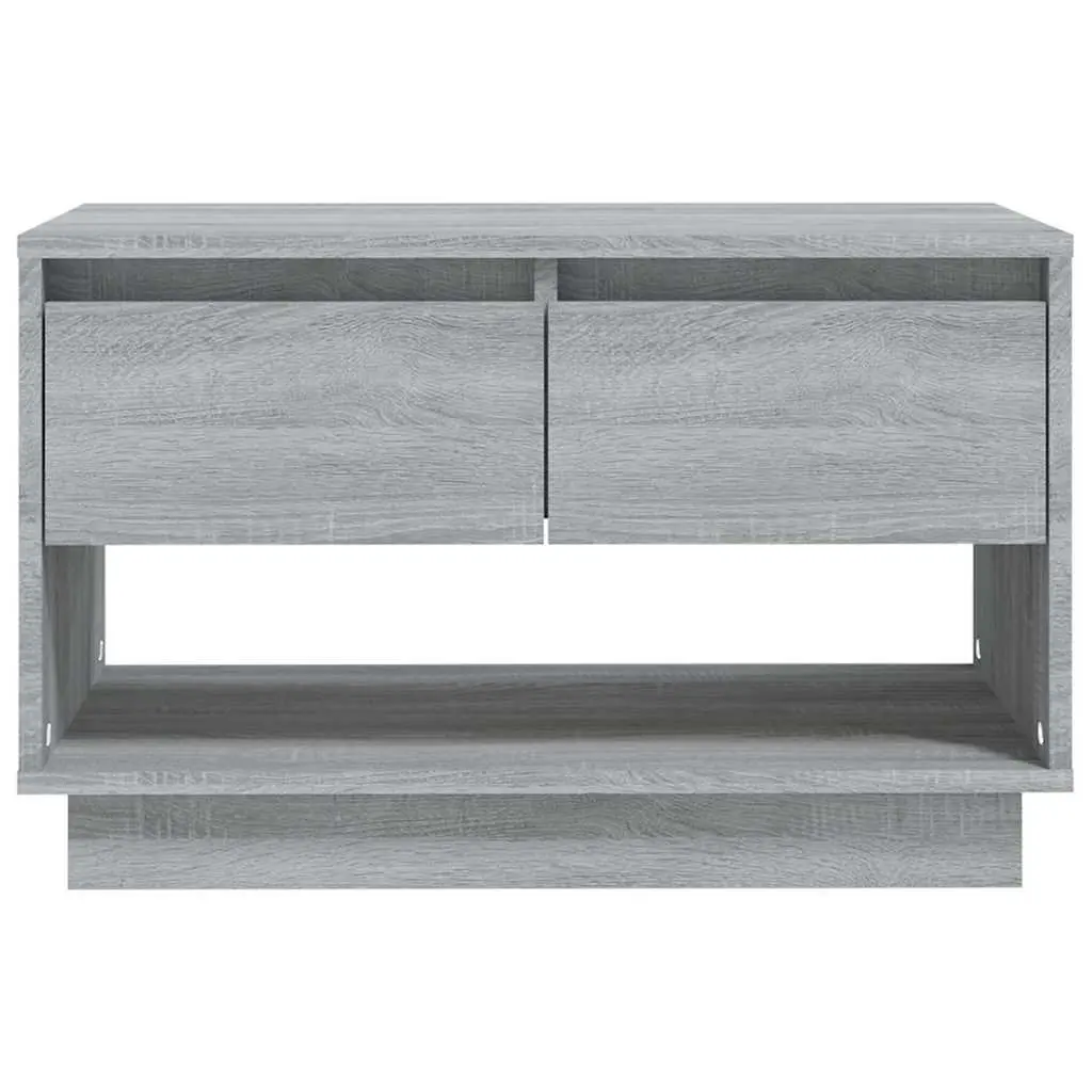 TV Cabinet Grey 70x41x44cm Engineered Wood Living Room Storage Unit with Drawers Open Compartment
