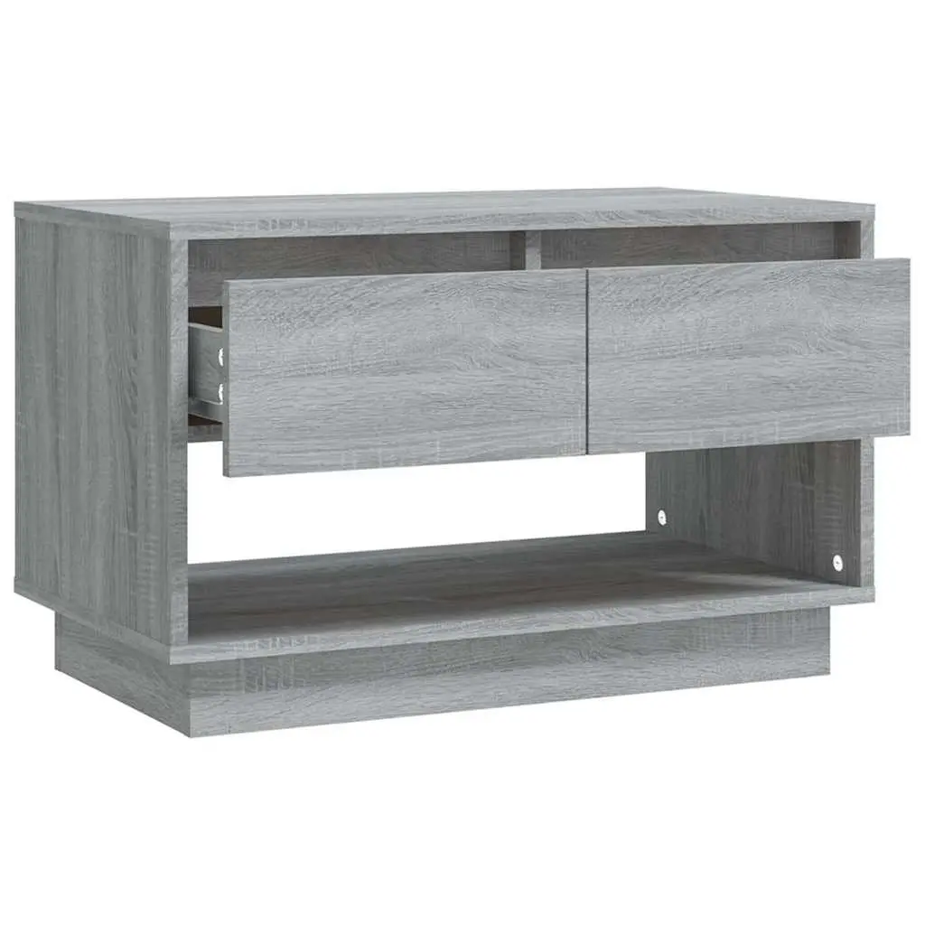 TV Cabinet Grey 70x41x44cm Engineered Wood Living Room Storage Unit with Drawers Open Compartment