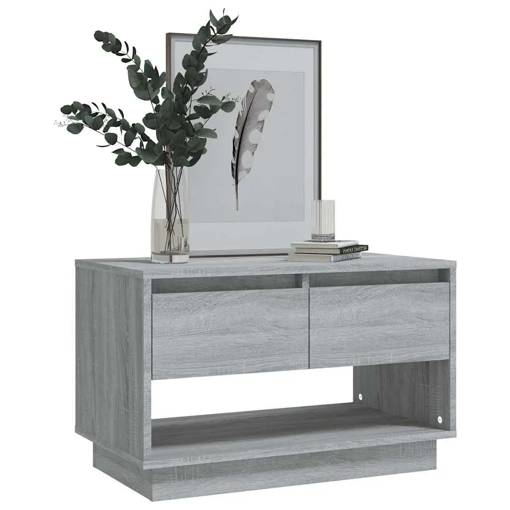 TV Cabinet Grey 70x41x44cm Engineered Wood Living Room Storage Unit with Drawers Open Compartment