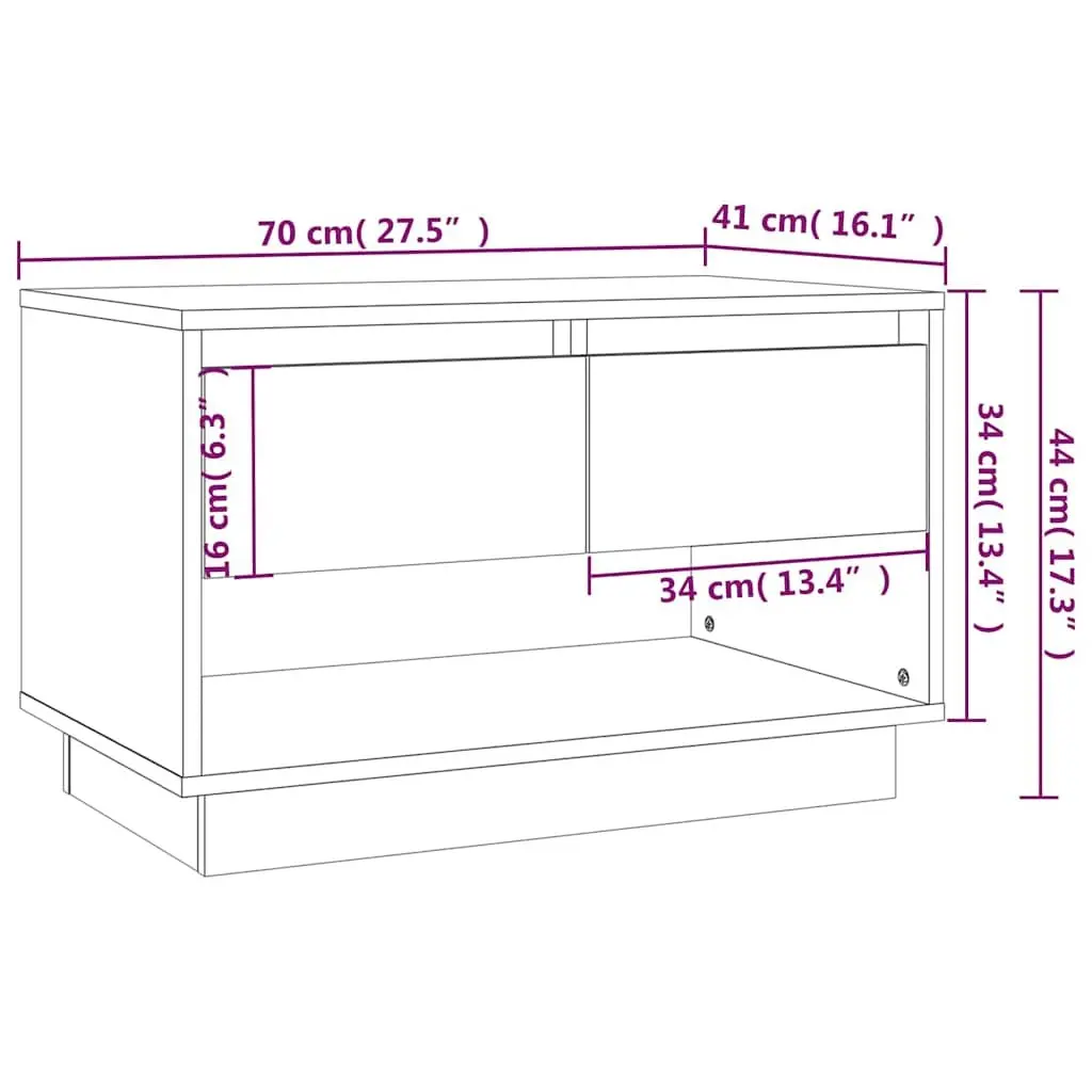 TV Cabinet Grey 70x41x44cm Engineered Wood Living Room Storage Unit with Drawers Open Compartment