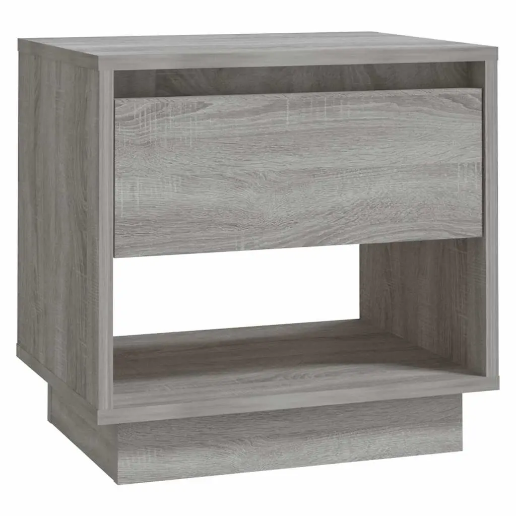 Bedside Cabinet Grey Sonoma Set 2 pcs Nightstand Storage Drawer Compartment