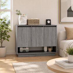 Grey Sideboard Storage Cabinet 97x31x75cm