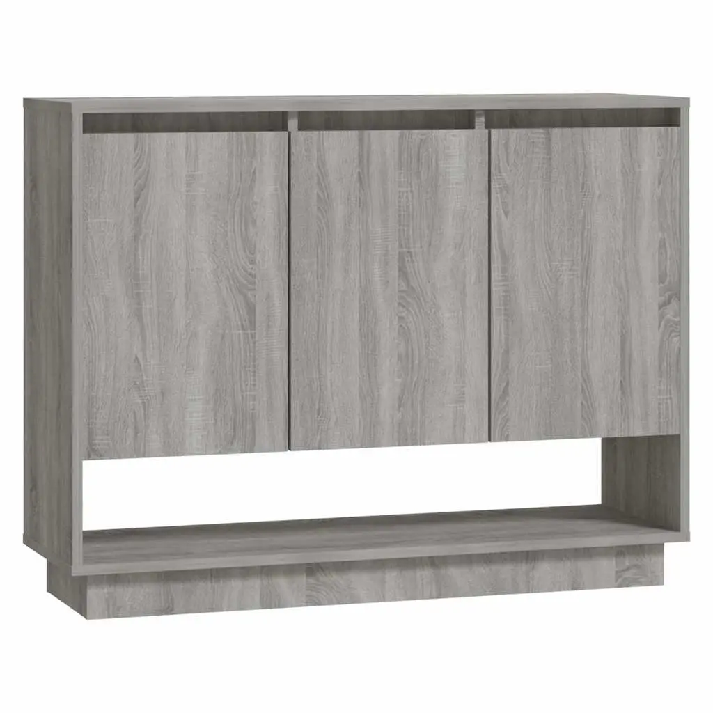 Sideboard Storage Cabinet Grey 97x31x75cm Engineered Wood 3 Door Buffet Cupboard Display Unit
