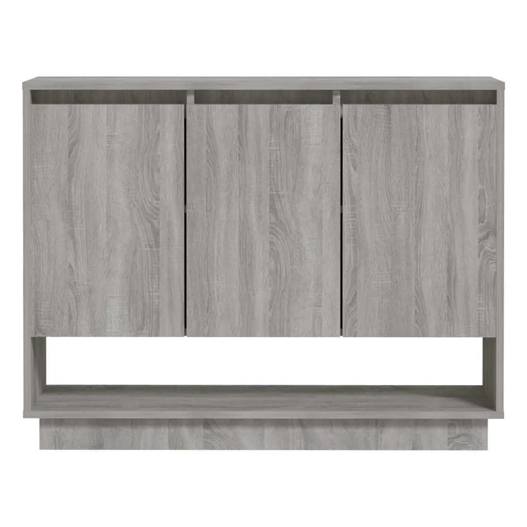 Sideboard Storage Cabinet Grey 97x31x75cm Engineered Wood 3 Door Buffet Cupboard Display Unit