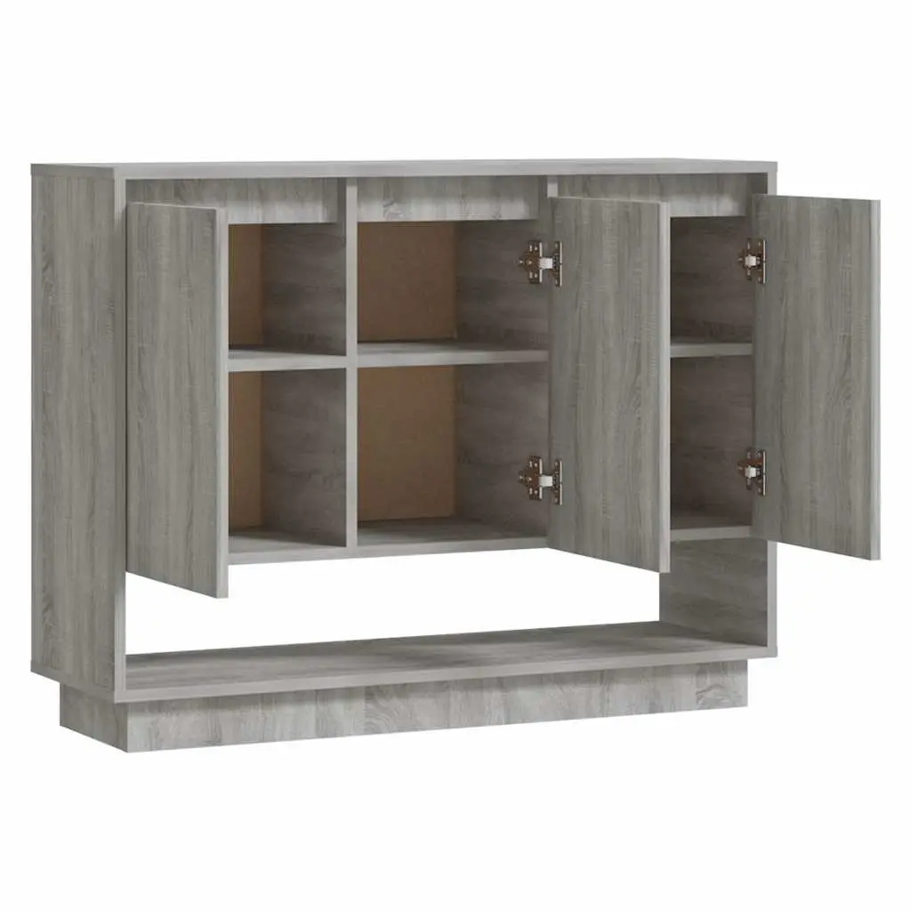 Sideboard Storage Cabinet Grey 97x31x75cm Engineered Wood 3 Door Buffet Cupboard Display Unit