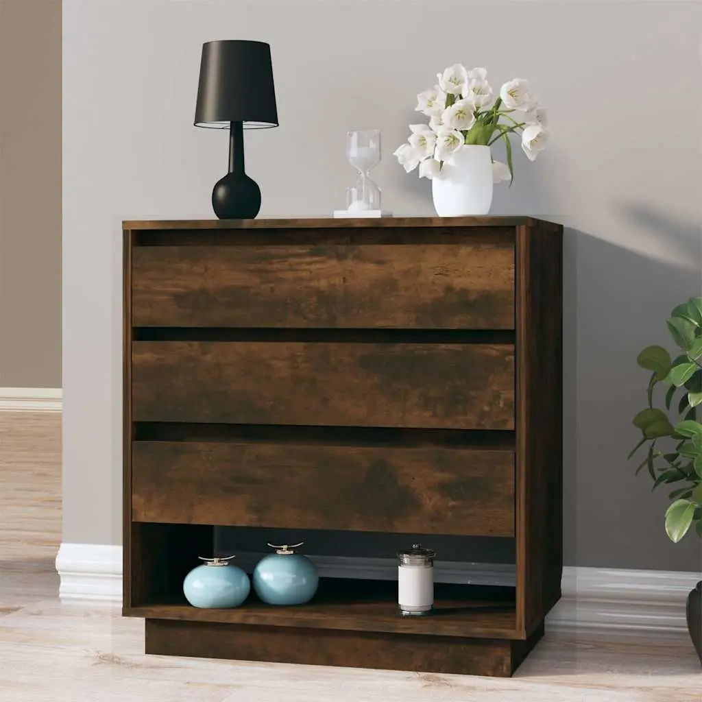 Sideboard Brown Engineered Wood 3 Drawers 1 Compartment