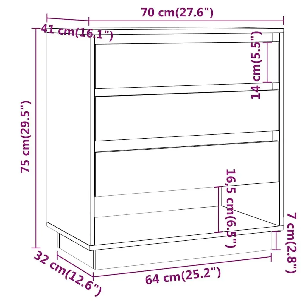 Sideboard Grey Sonoma Storage Cabinet 70 x 41 x 75 cm Engineered Wood