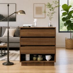 Brown Oak Storage Sideboard with 3 Drawers and 1 Compartment
