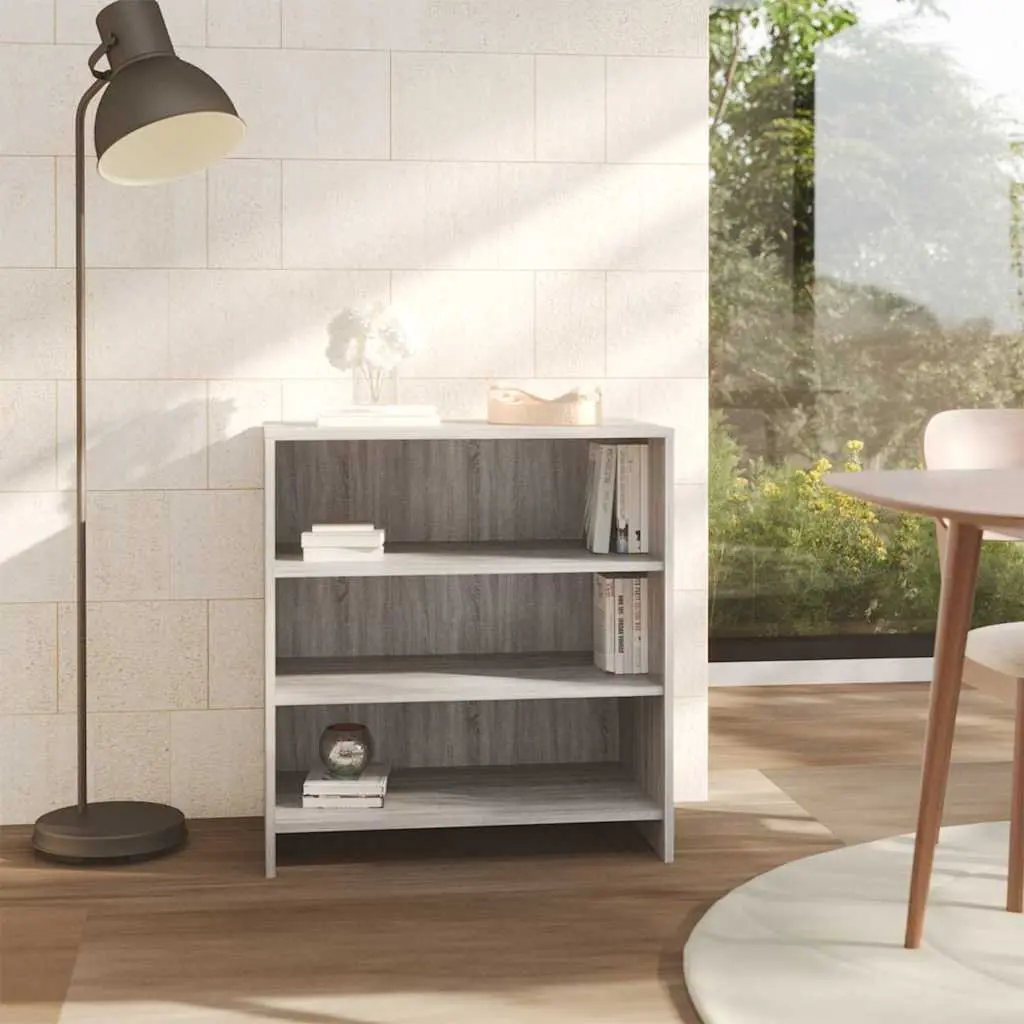 Sideboard Grey 3 Shelf Storage Cabinet Engineered Wood