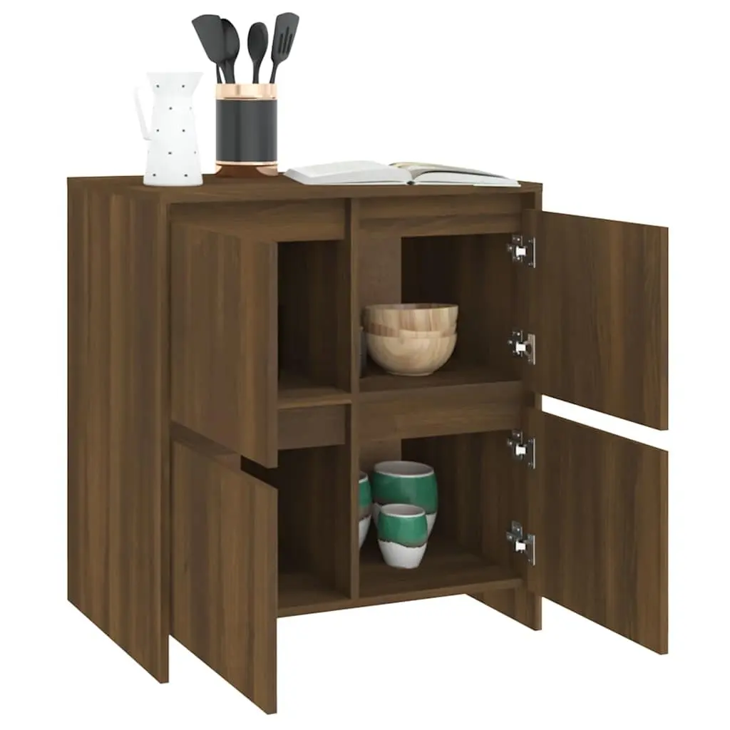 Sideboard with 4 Doors Brown Oak Storage Cabinet Buffet Furniture 70x41x75cm
