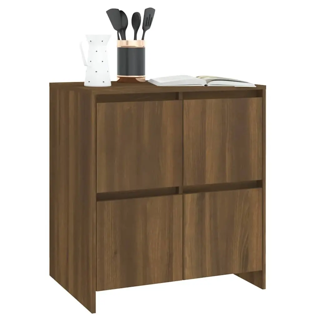 Sideboard with 4 Doors Brown Oak Storage Cabinet Buffet Furniture 70x41x75cm