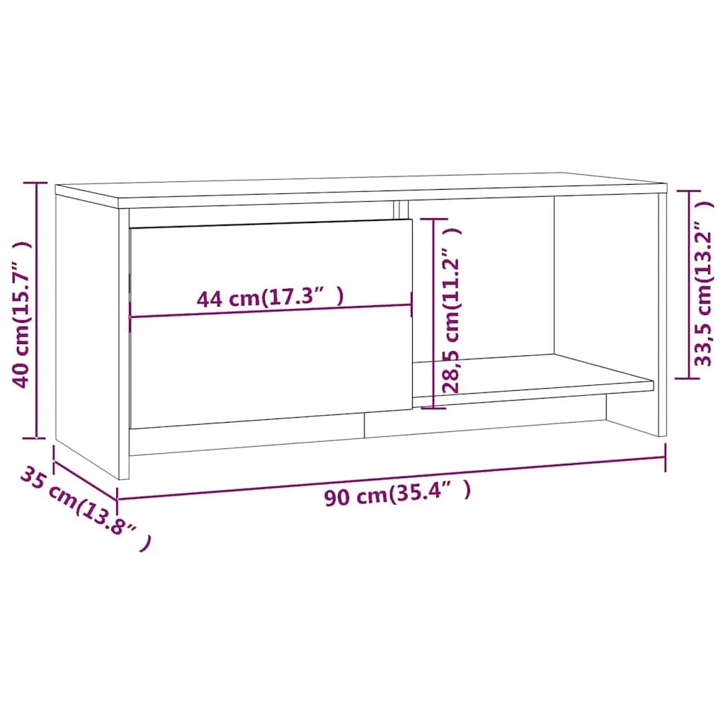 TV Cabinet Brown Lowboard Media Storage Unit 90x35x40cm Engineered Wood