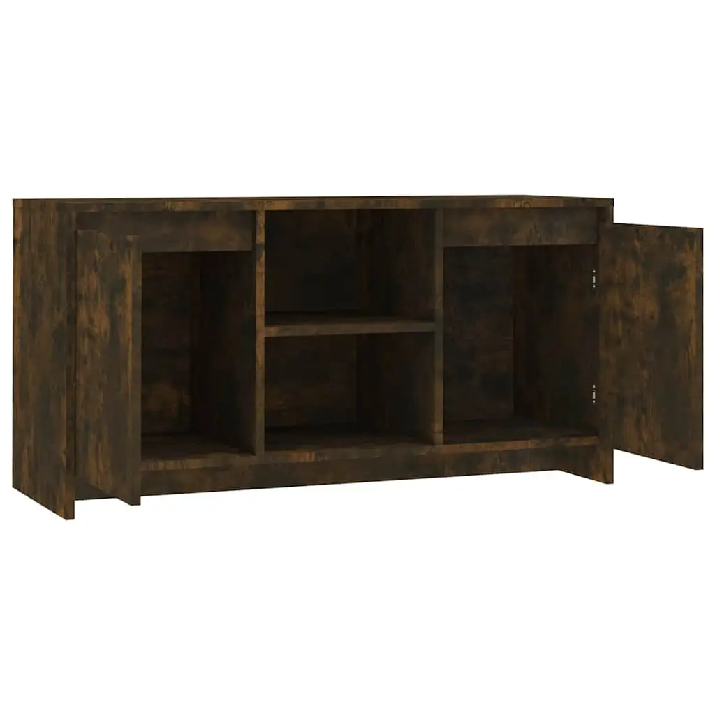 TV Cabinet Storage Unit with Doors Compartments Engineered Wood Brown Smoked Oak