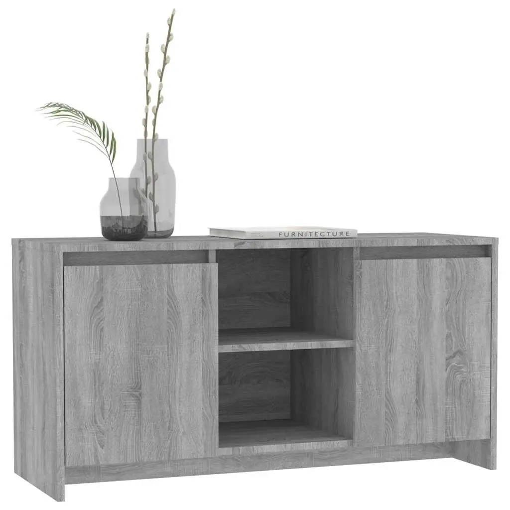 Grey TV Cabinet with Storage Compartments