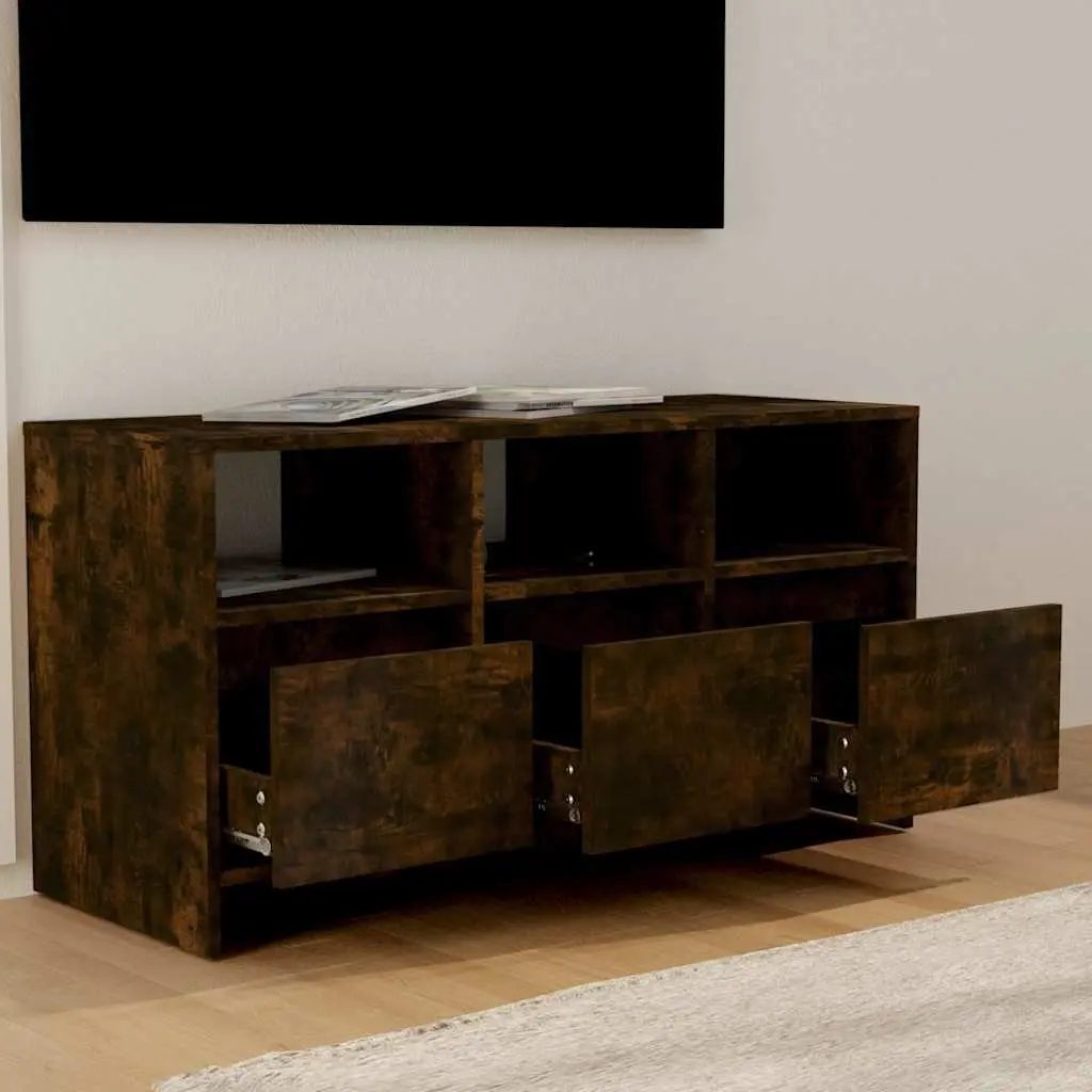 TV Cabinet Brown Living Room Storage Unit 3 Drawers 3 Compartments Lowboard