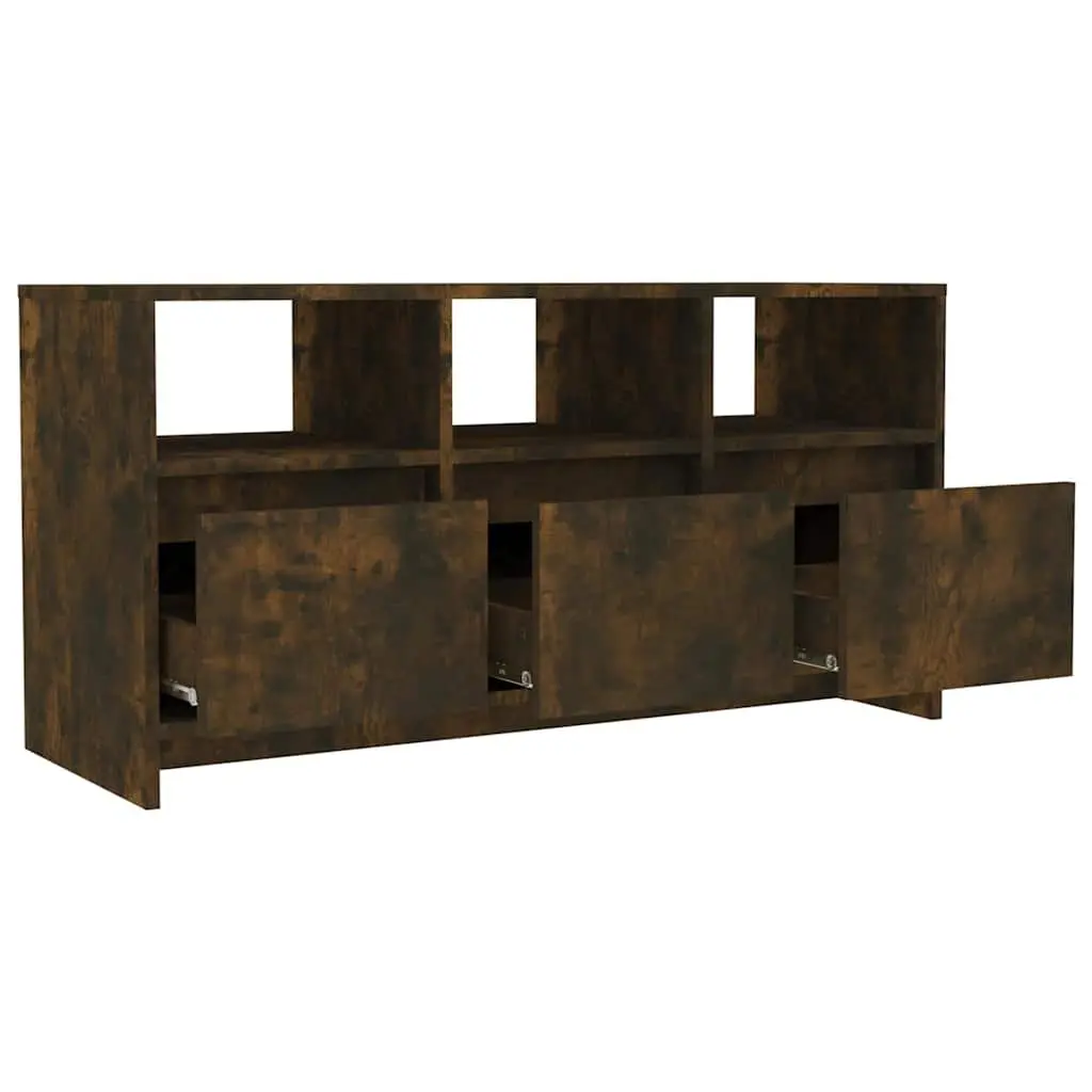 TV Cabinet Brown Living Room Storage Unit 3 Drawers 3 Compartments Lowboard