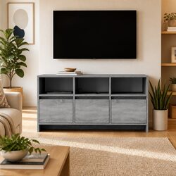 Grey TV Cabinet 102x37.5x52.5cm Living Room Lowboard