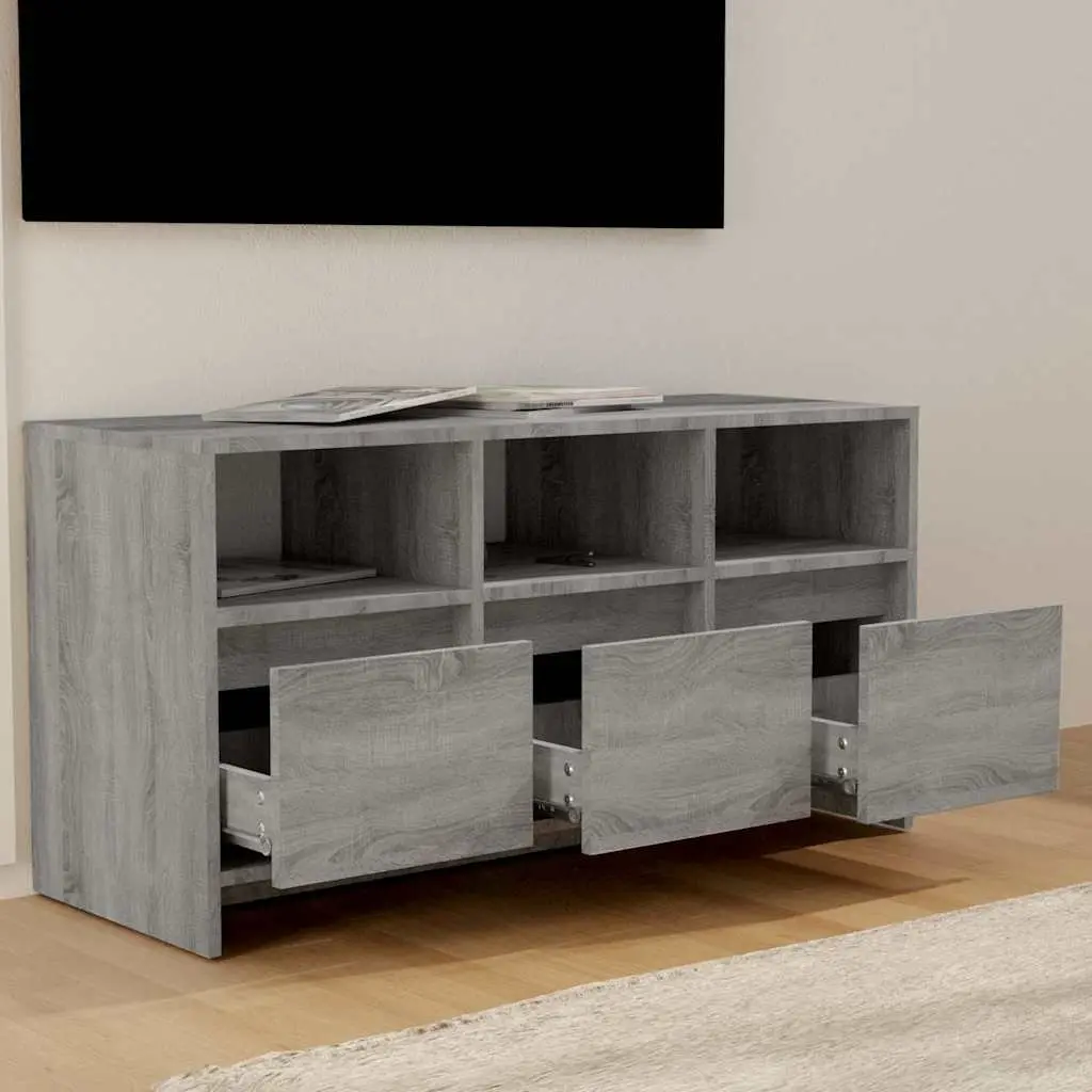 Grey TV Cabinet 102x37.5x52.5cm Living Room Lowboard